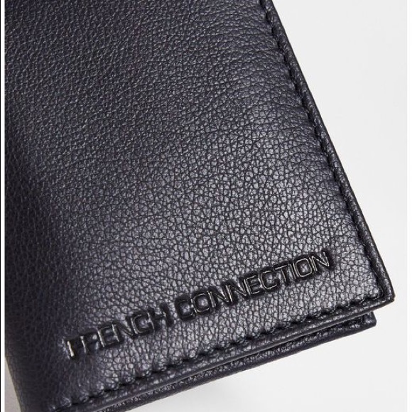 French Connection - Men's Black Leather Embossed Logo Card Wallet - Picture 4 of 4